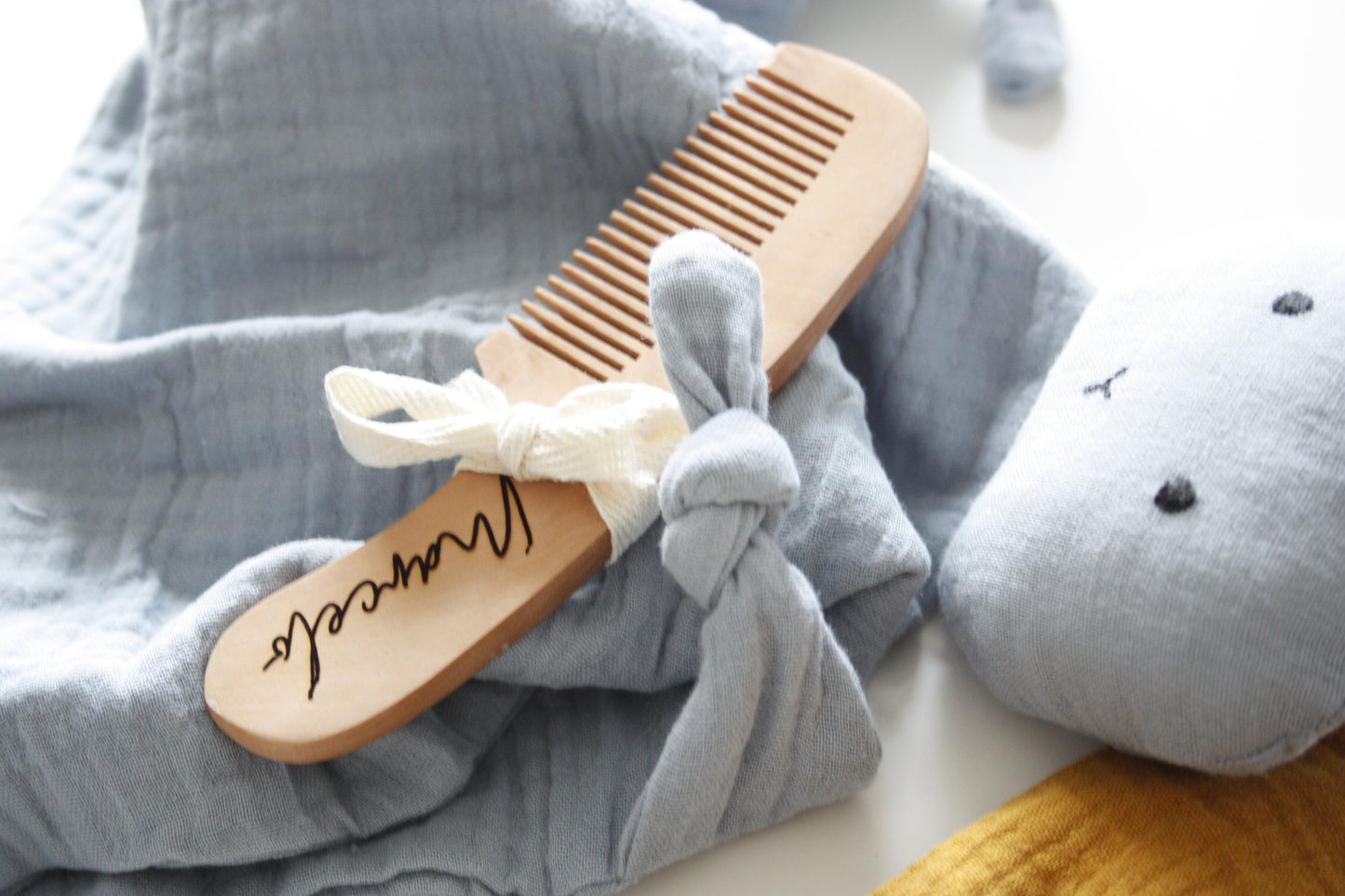 Personalized wooden baby comb