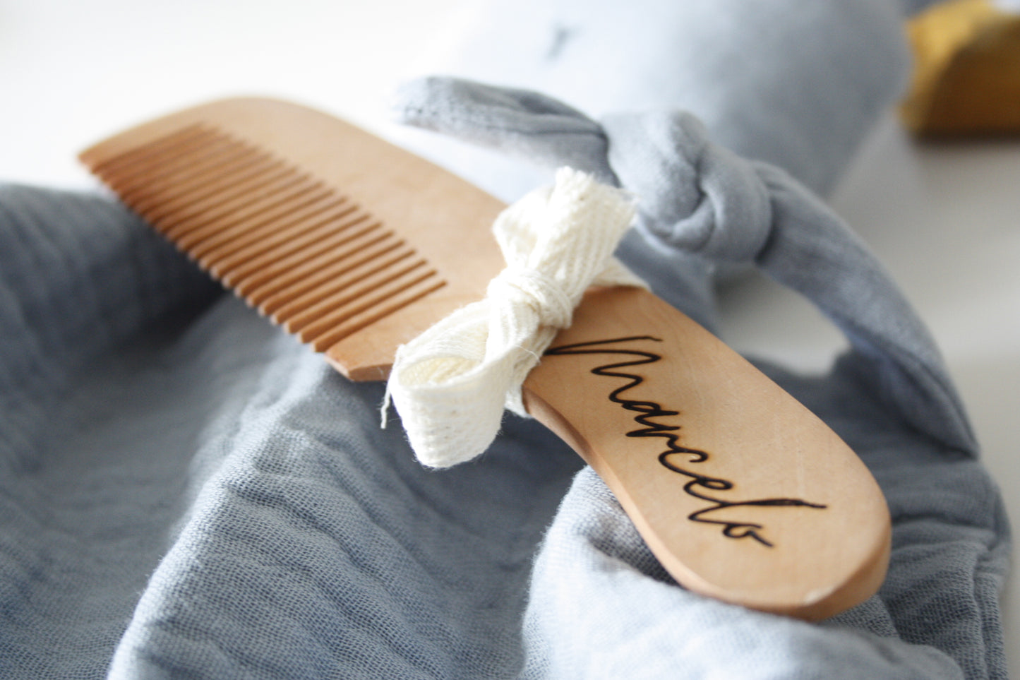 Personalized wooden baby comb